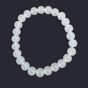 Milky White Glass Bead Bracelet 8mm